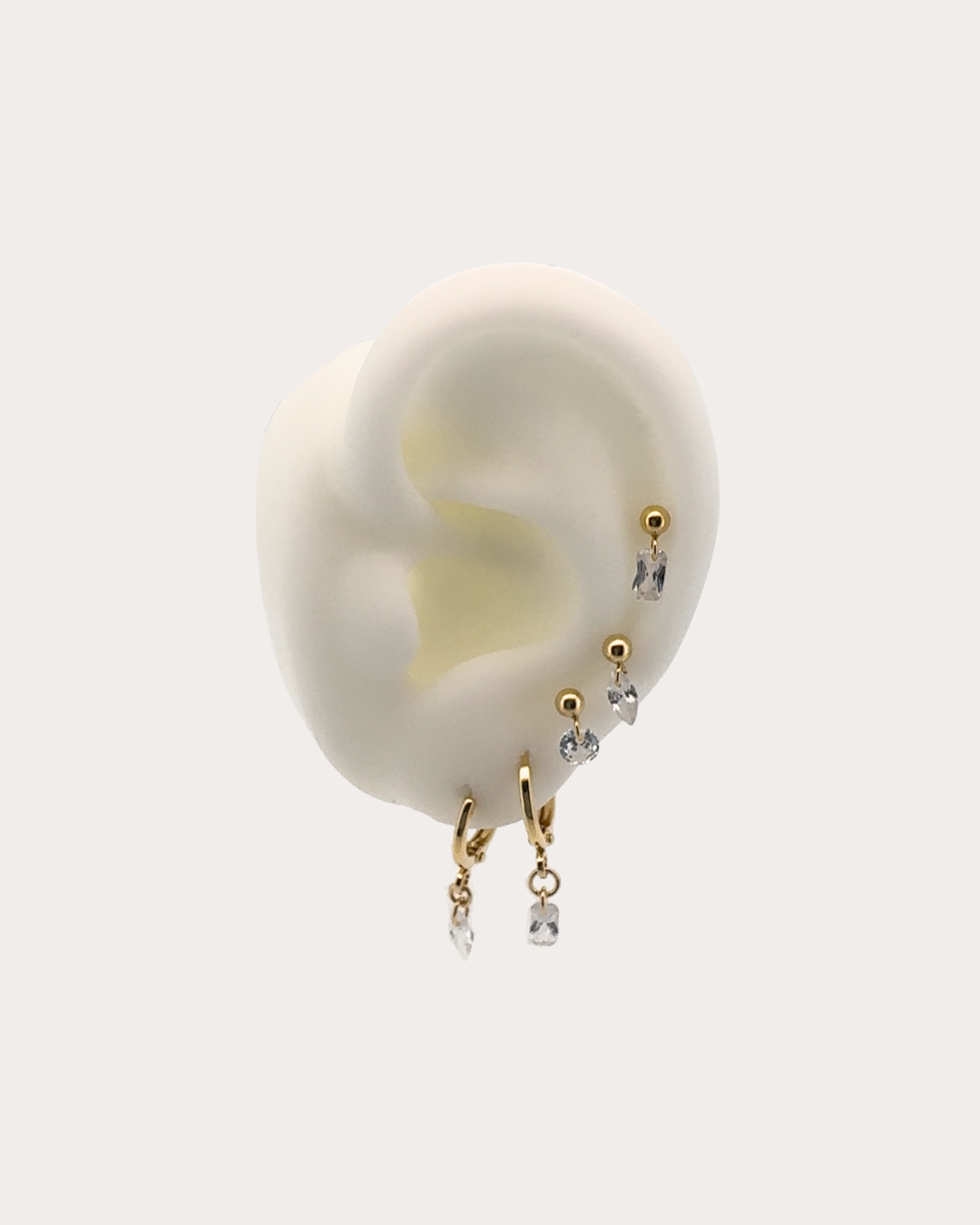 Lens Diamond Gemstone Dangle Studs