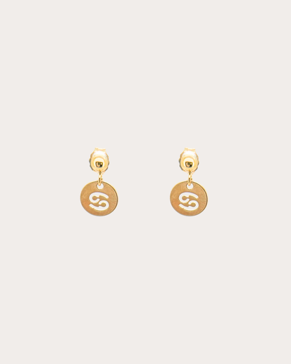 Cancer Zodiac Disc Dangle Studs