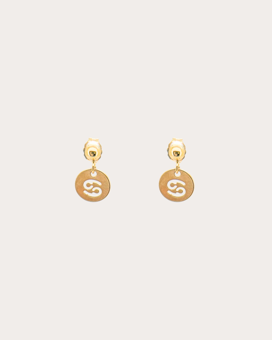 Cancer Zodiac Disc Dangle Studs