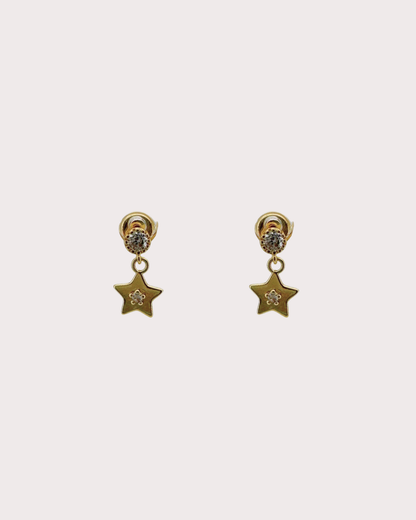 Starry Star White Zircon Embellished Dangle Studs