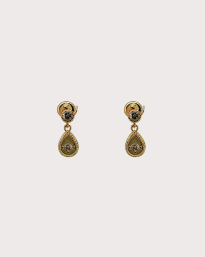 Elvira Teardrop White Zircon Embellished Dangle Studs