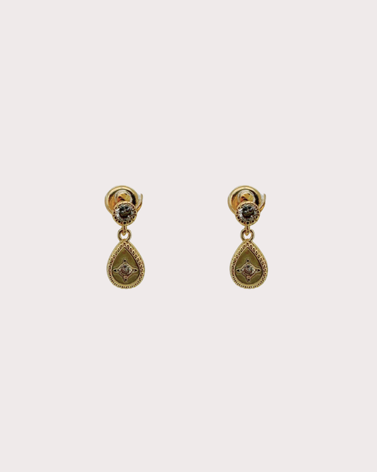 Elvira Teardrop White Zircon Embellished Dangle Studs