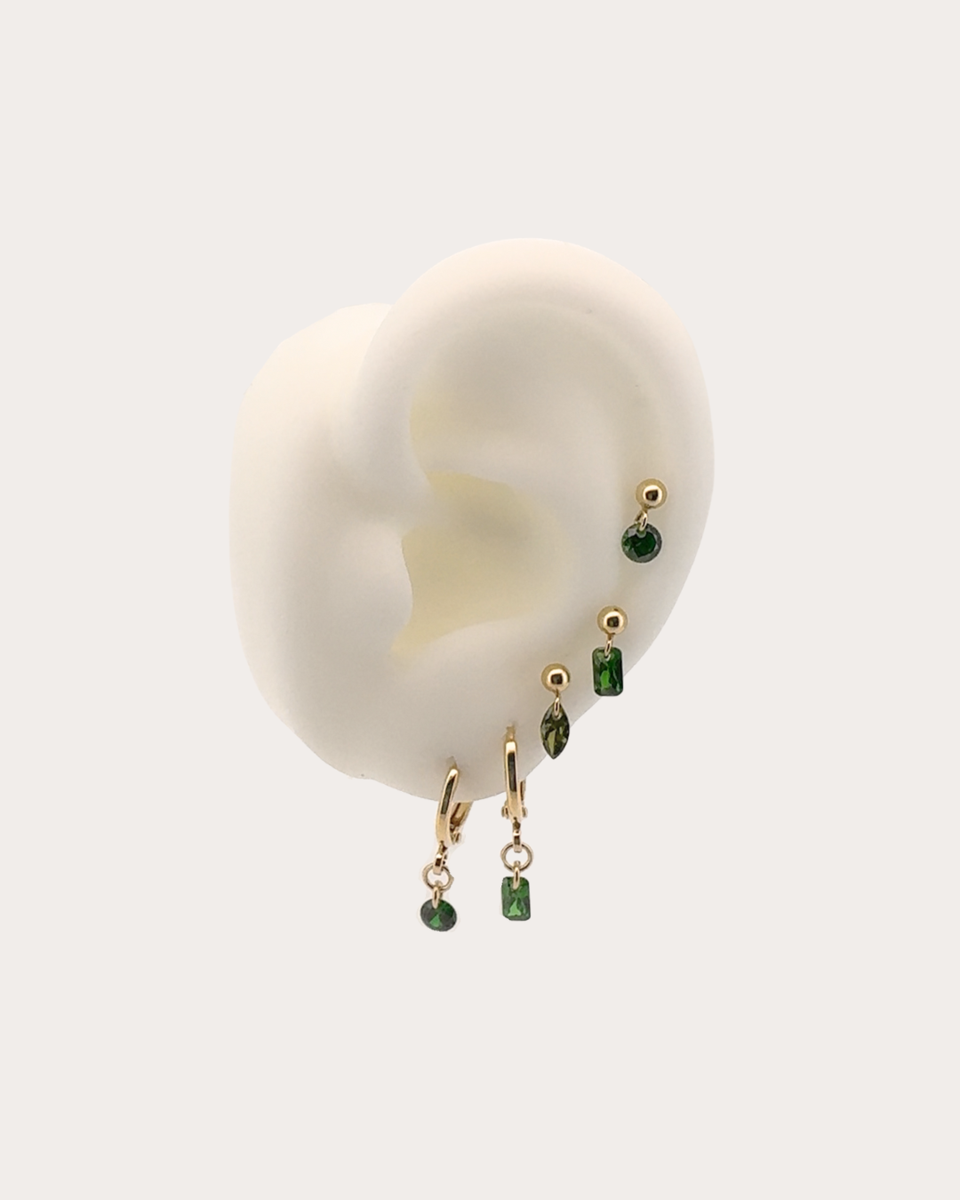 Circle Emerald Gemstone Huggie Earrings