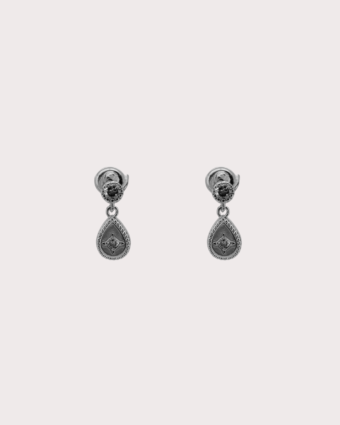 Elvira Teardrop White Zircon Embellished Dangle Studs