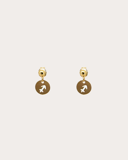 Saggitarius Zodiac Disc Dangle Studs