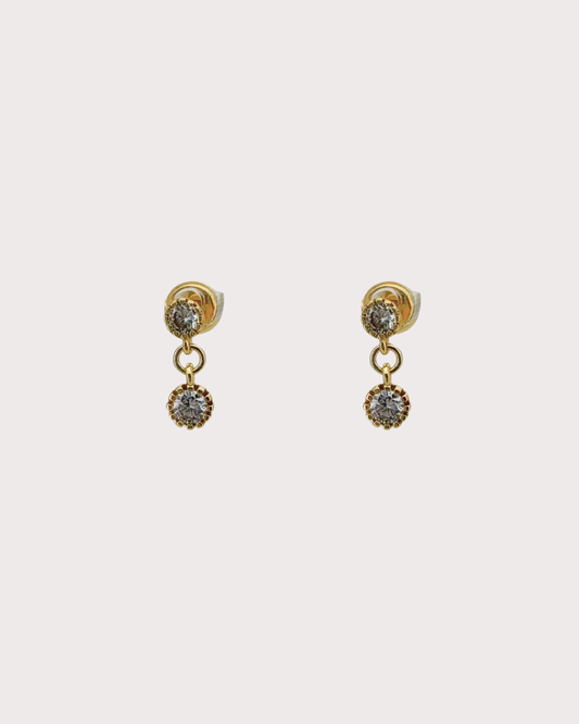 Callista White Zircon Embellished Dangle Studs