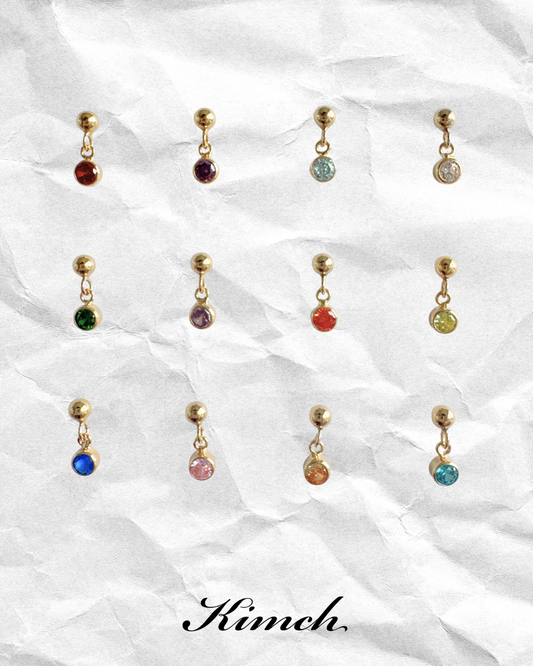 Birthstone Dangle Stud (3mm) - Gold Filled/Sterling Silver