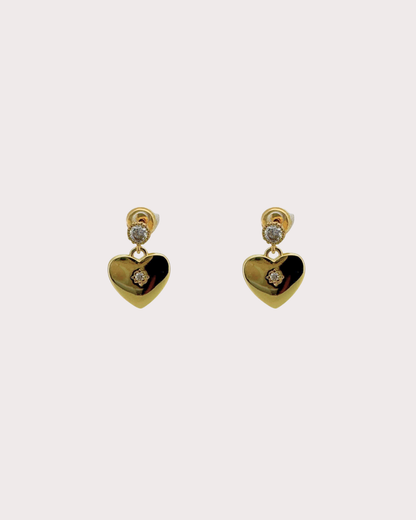 Charis Heart White Zircon Embellished Dangle Studs