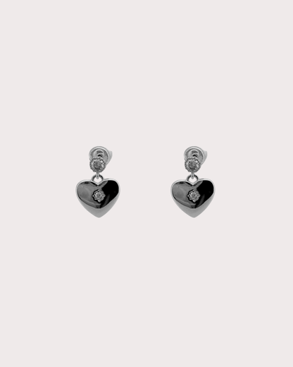 Charis Heart White Zircon Embellished Dangle Studs