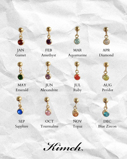 Birthstone Dangle Stud (3mm) - Gold Filled/Sterling Silver
