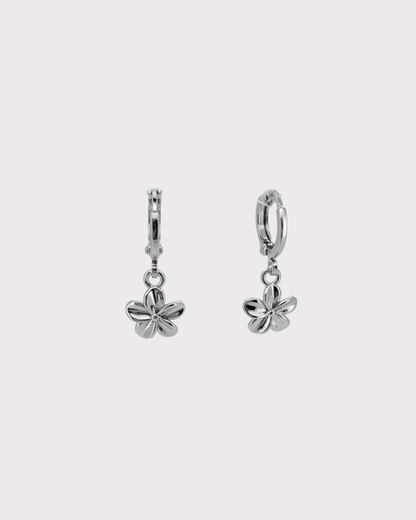 Plumeria Flower Huggie Earrings