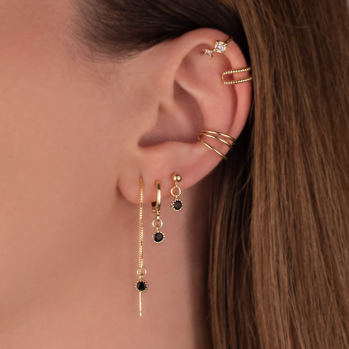 Alexandra Black Zircon Dangle Studs