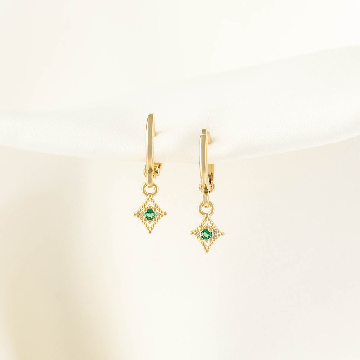 Arwen Emerald Huggie Earrings