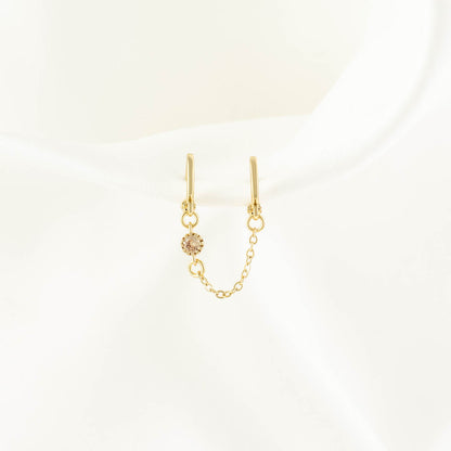 Bijou Champagne Zircon Huggie Chain Earrings