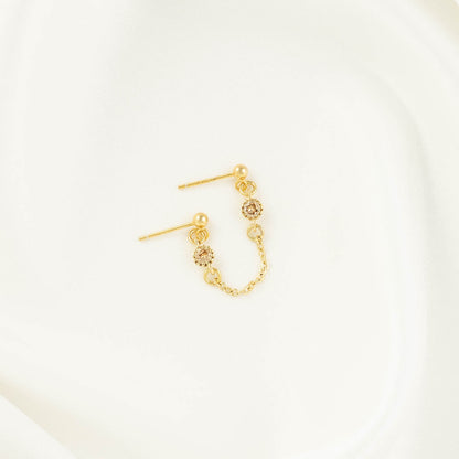 Bijou Champagne Zircon Double Chain Studs