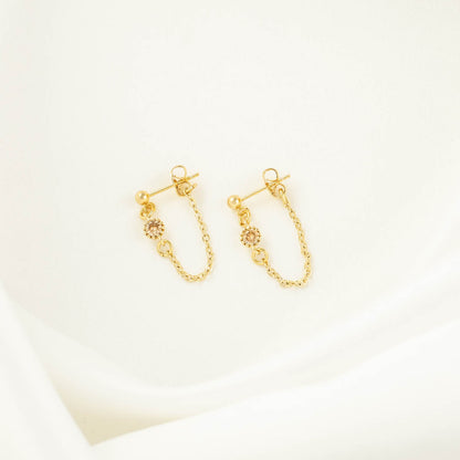 Bijou Champagne Zircon Chain Studs
