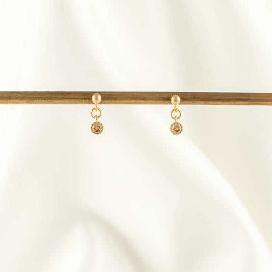Bijou Champagne Zircon Dangle Studs