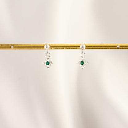 Arwen Emerald Dangle Studs