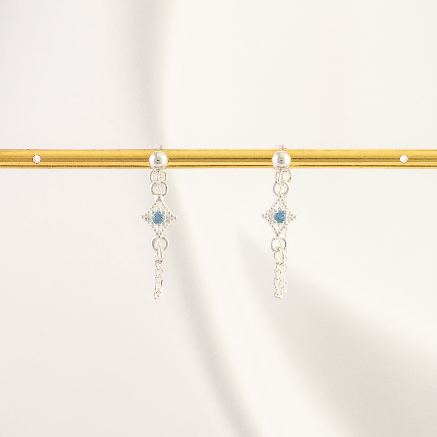 Linae Aquamarine Chain Studs
