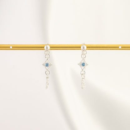 Linae Aquamarine Chain Studs