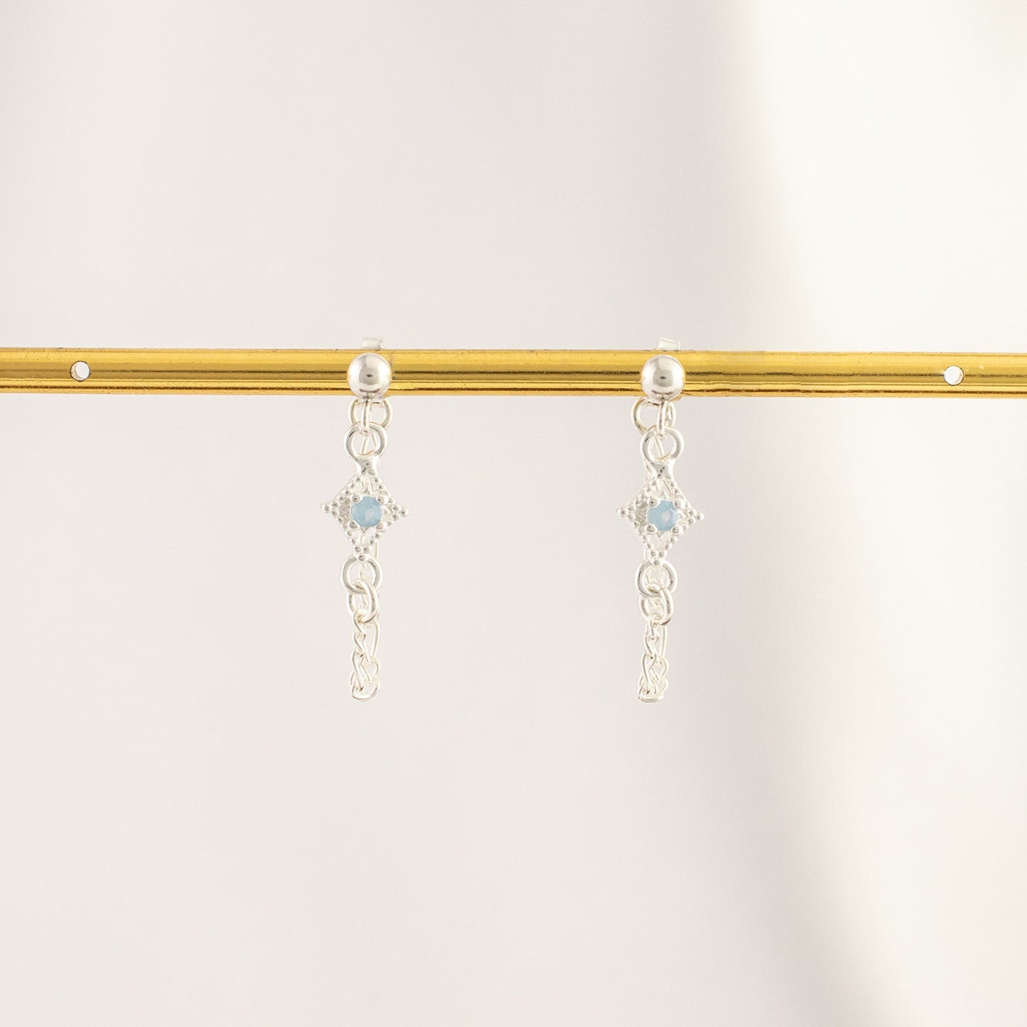 Glaucous Blue Moonstone Chain Studs