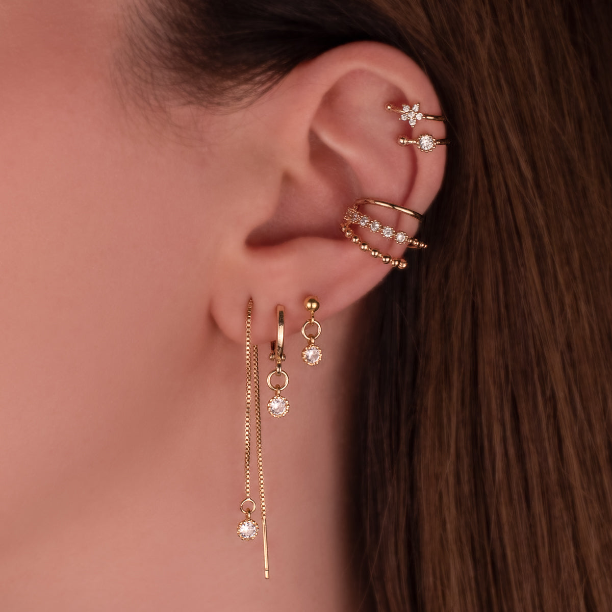 Callista White Zircon Dangle Studs