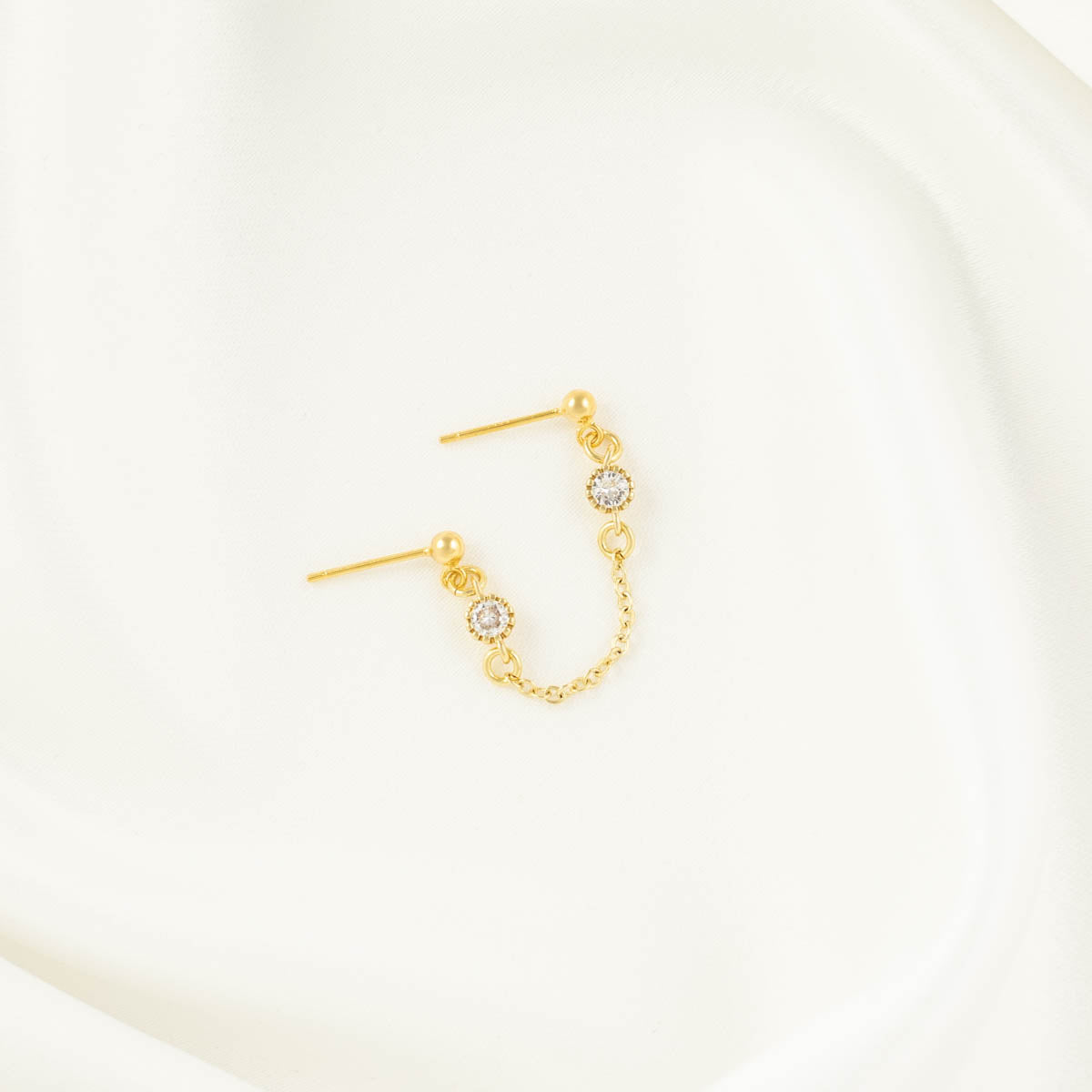 Callista White Zircon Double Chain Studs