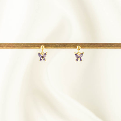 Candy Purple Zircon Butterfly Dangle Studs