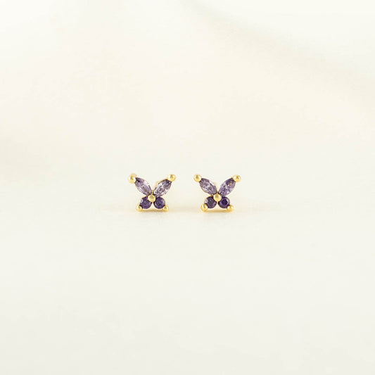 Candy Purple Zircon Butterfly Studs