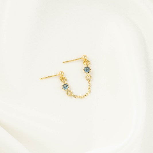 Daphne Blue Zircon Double Chain Studs