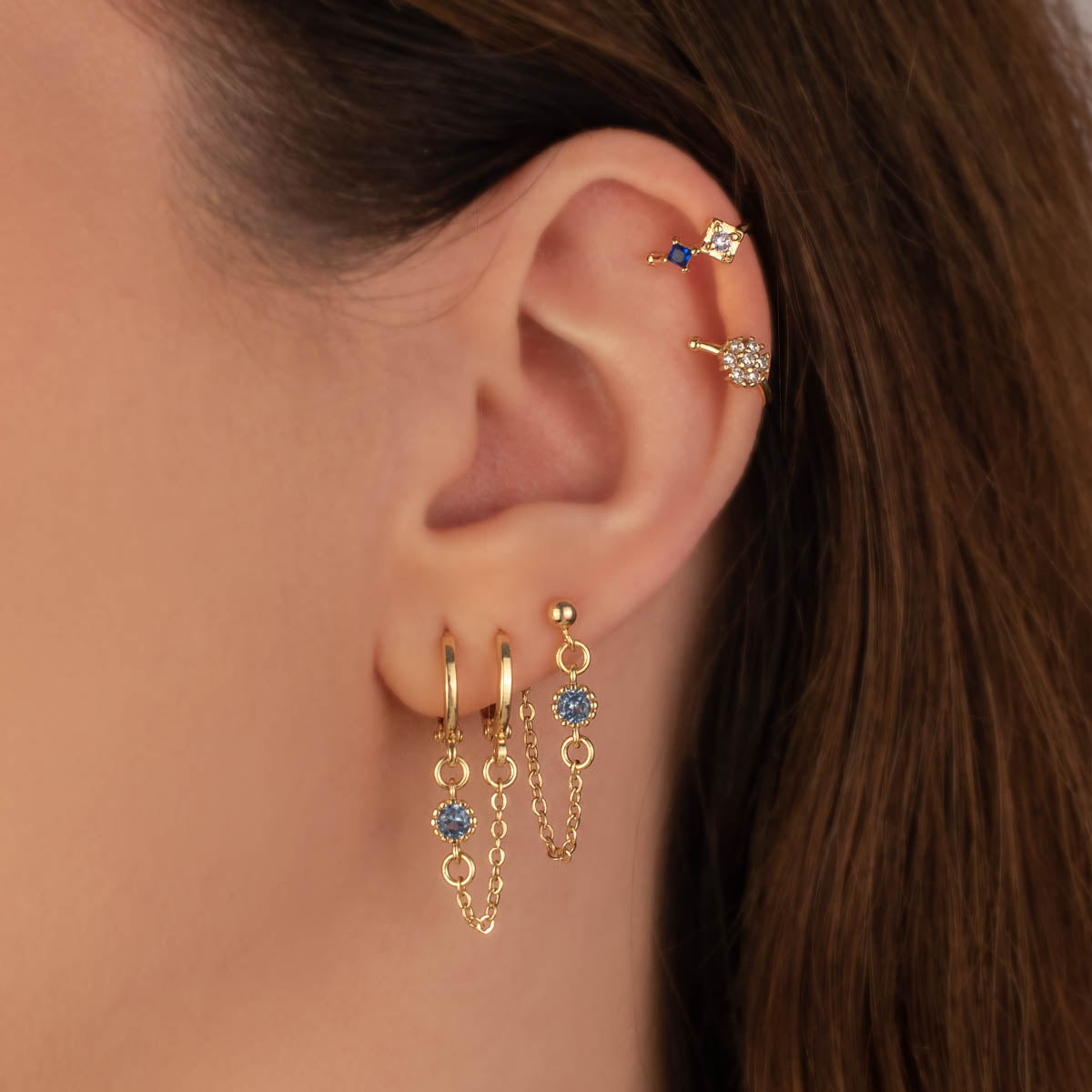Daphne Blue Zircon Chain Studs