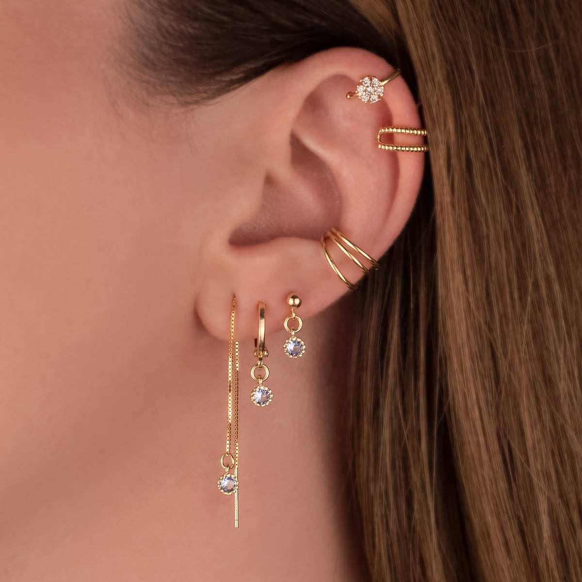 Daphne Blue Zircon Dangle Studs