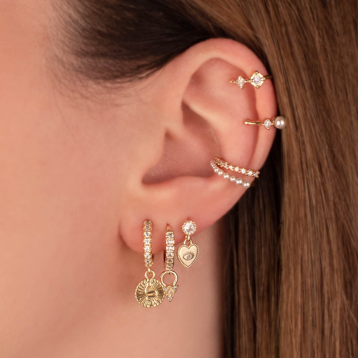 Valerie Evil Eye White Zircon Embellished Dangle Studs