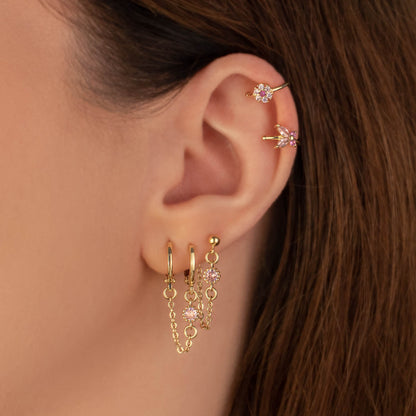 Evangeline Pink Zircon Chain Studs