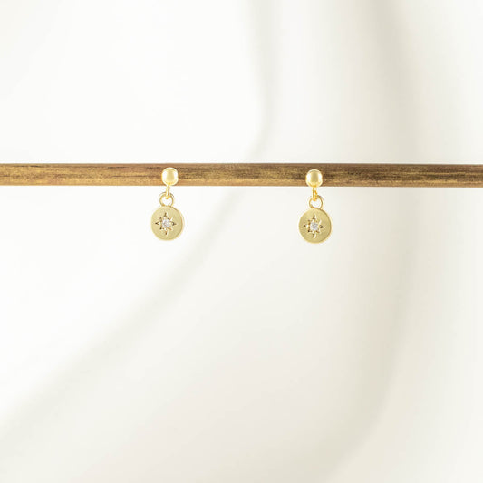 Fay Circle White Zircon Dangle Studs