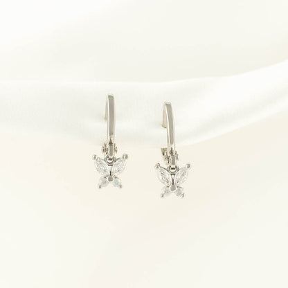 Gwendolyn White Zircon Butterfly Huggie Earrings