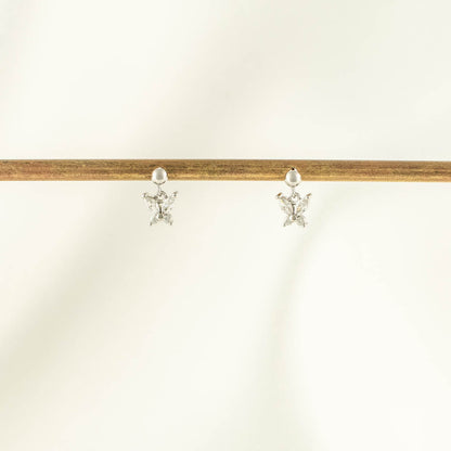 Gwendolyn White Zircon Butterfly Dangle Studs