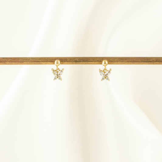 Gwendolyn White Zircon Butterfly Dangle Studs