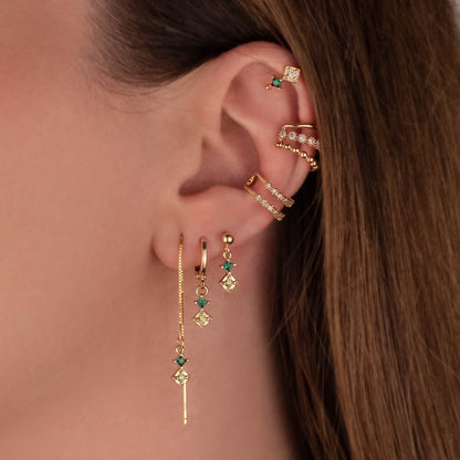 Hazel Green and Yellow Zircon Huggie Earrings