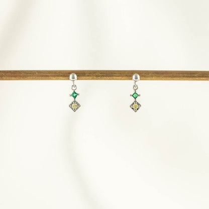 Hazel Green and Yellow Zircon Dangle Studs