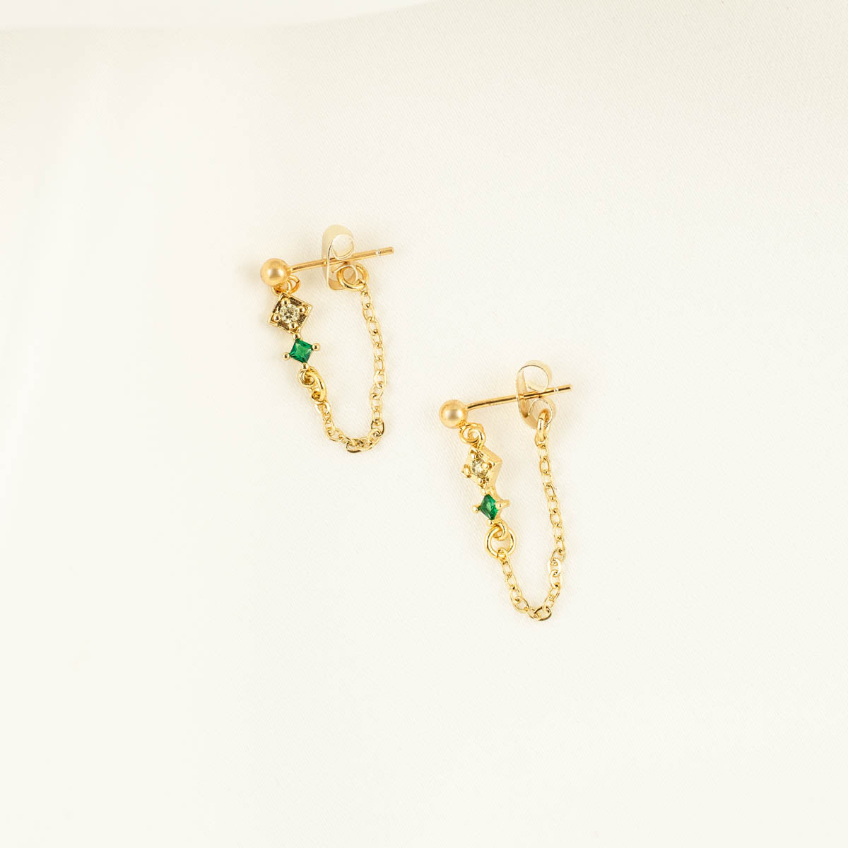 Hazel Green and Yellow Zircon Chain Studs