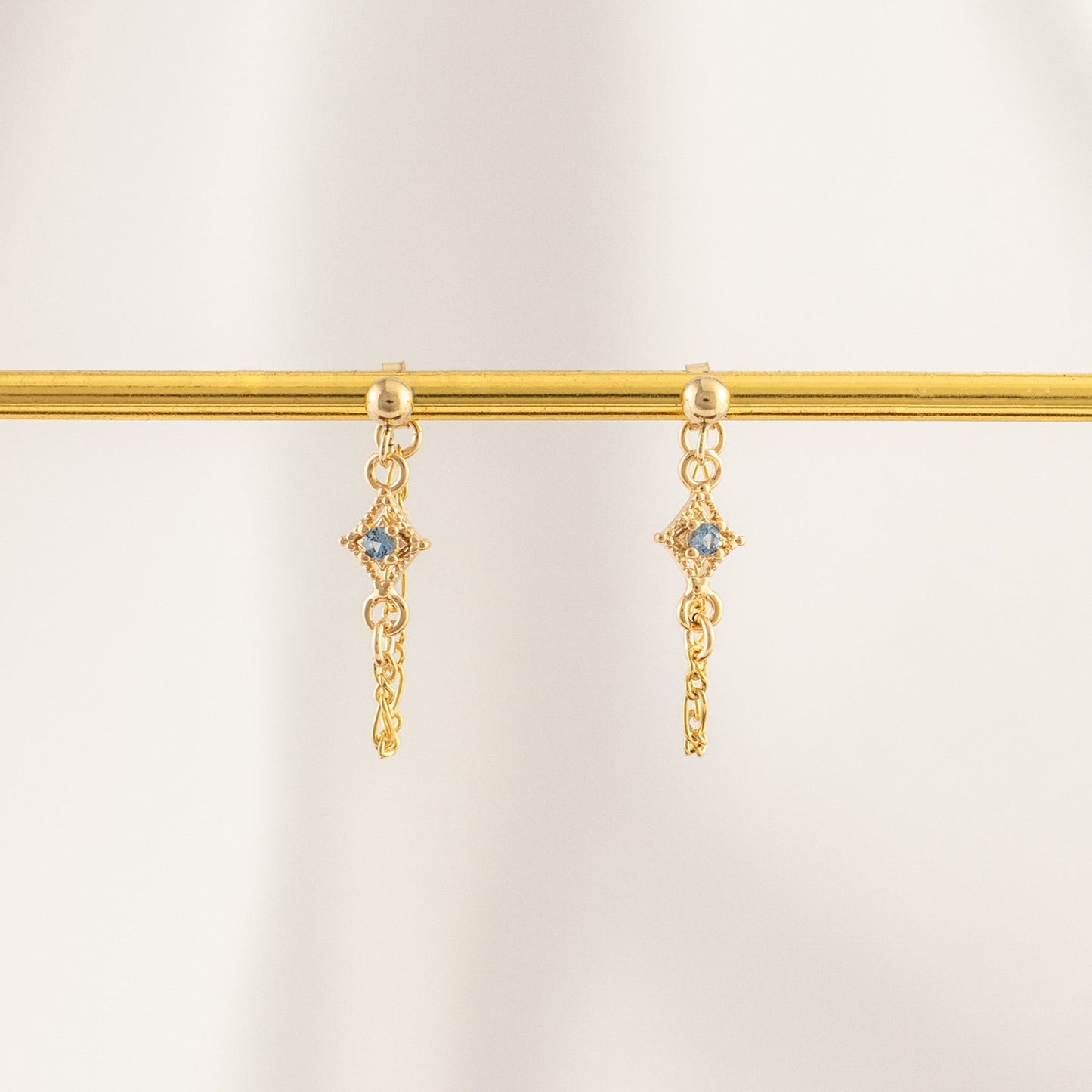 Linae Aquamarine Chain Studs