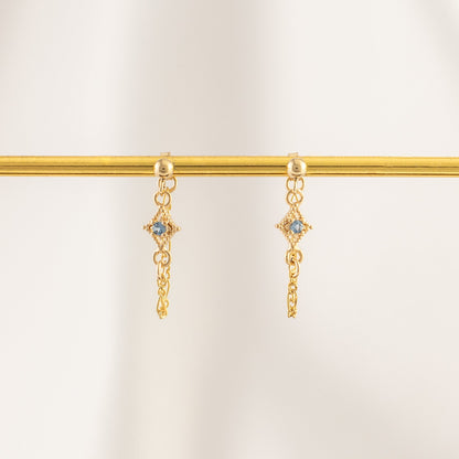Linae Aquamarine Chain Studs