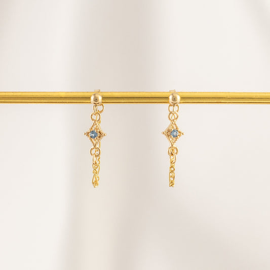 Linae Aquamarine Chain Studs