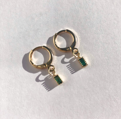 May Emerald Huggie Earrings