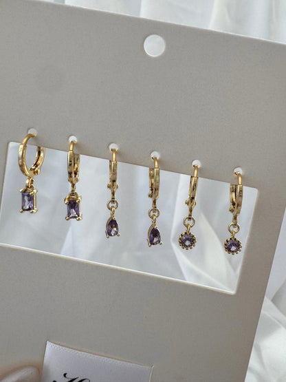 Jasmine Lilac Violette Amethyst Huggie Earrings Set