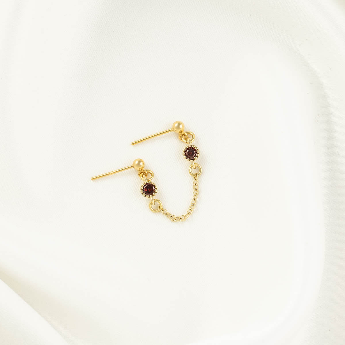 Jolie Red Zircon Double Chain Studs