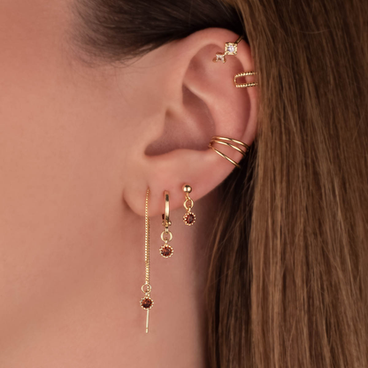 Jolie Red Zircon Dangle Studs
