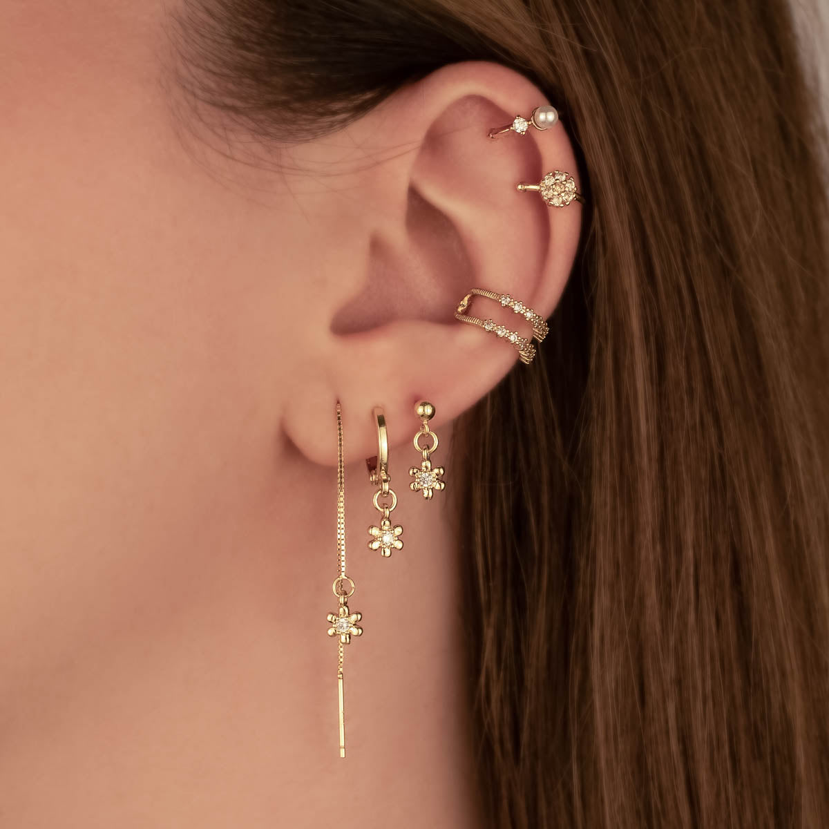 Kalina Flower Diamond Dangle Studs