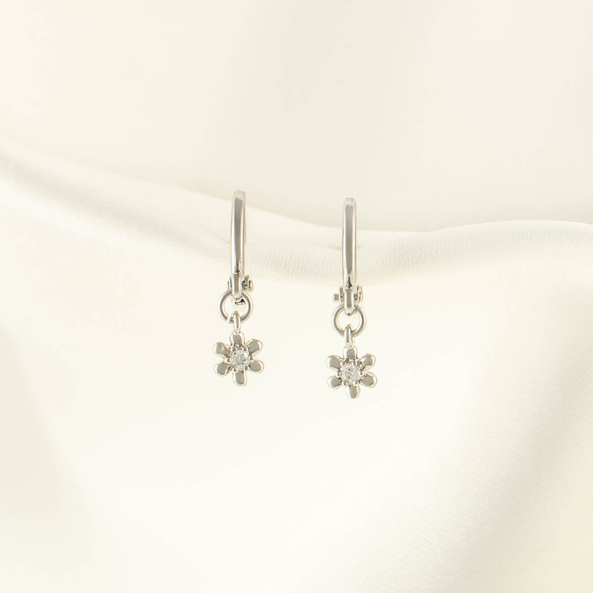 Kalina Flower Diamond Huggie Earrings